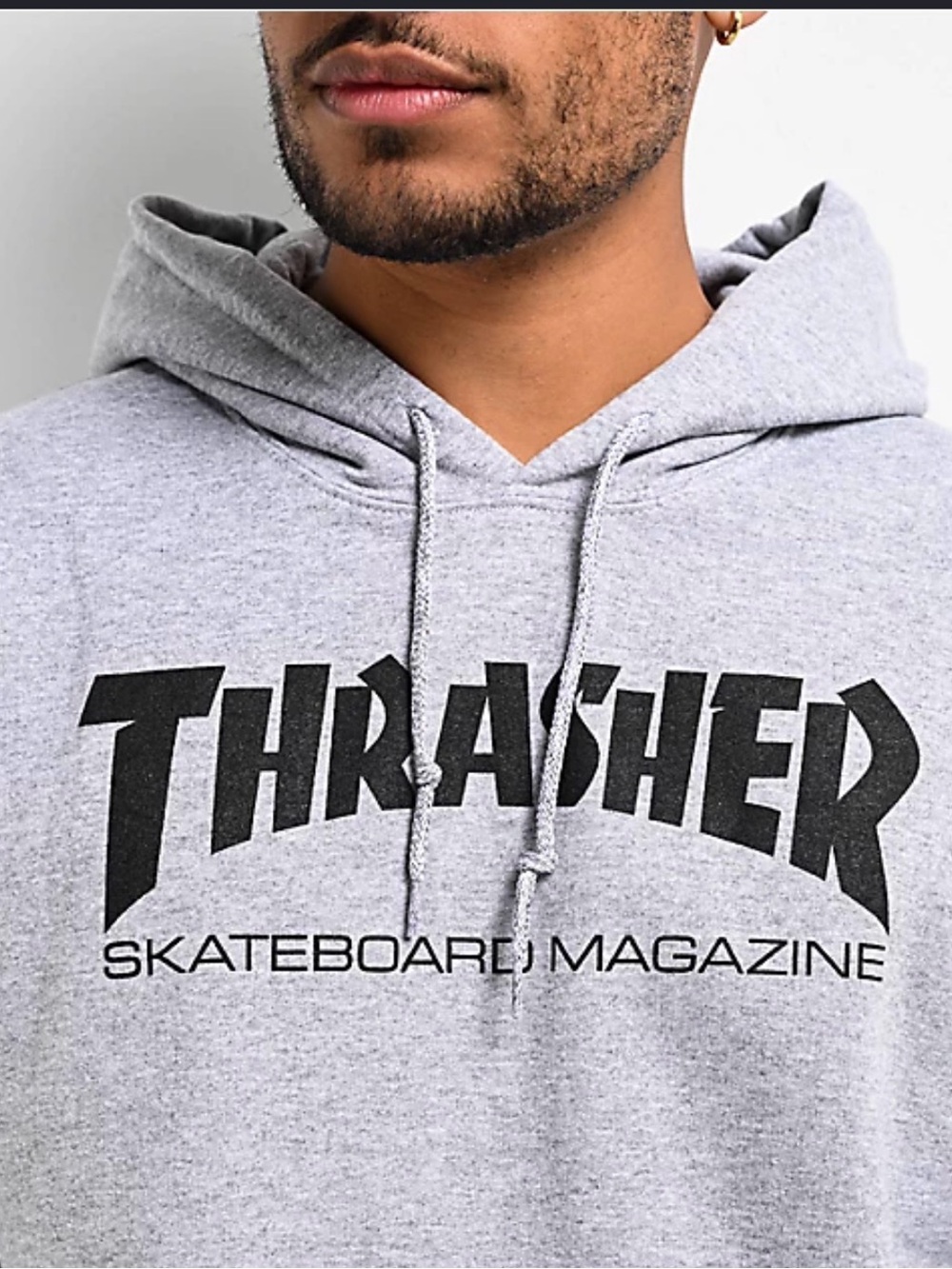 Thrasher Men's Skate Mag Logo Hoodie Sweatshirt with Front Pocket- Heather Grey
